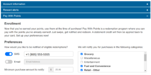 Pay with Points Settings