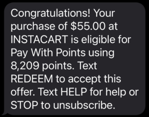 Pay With Points Text