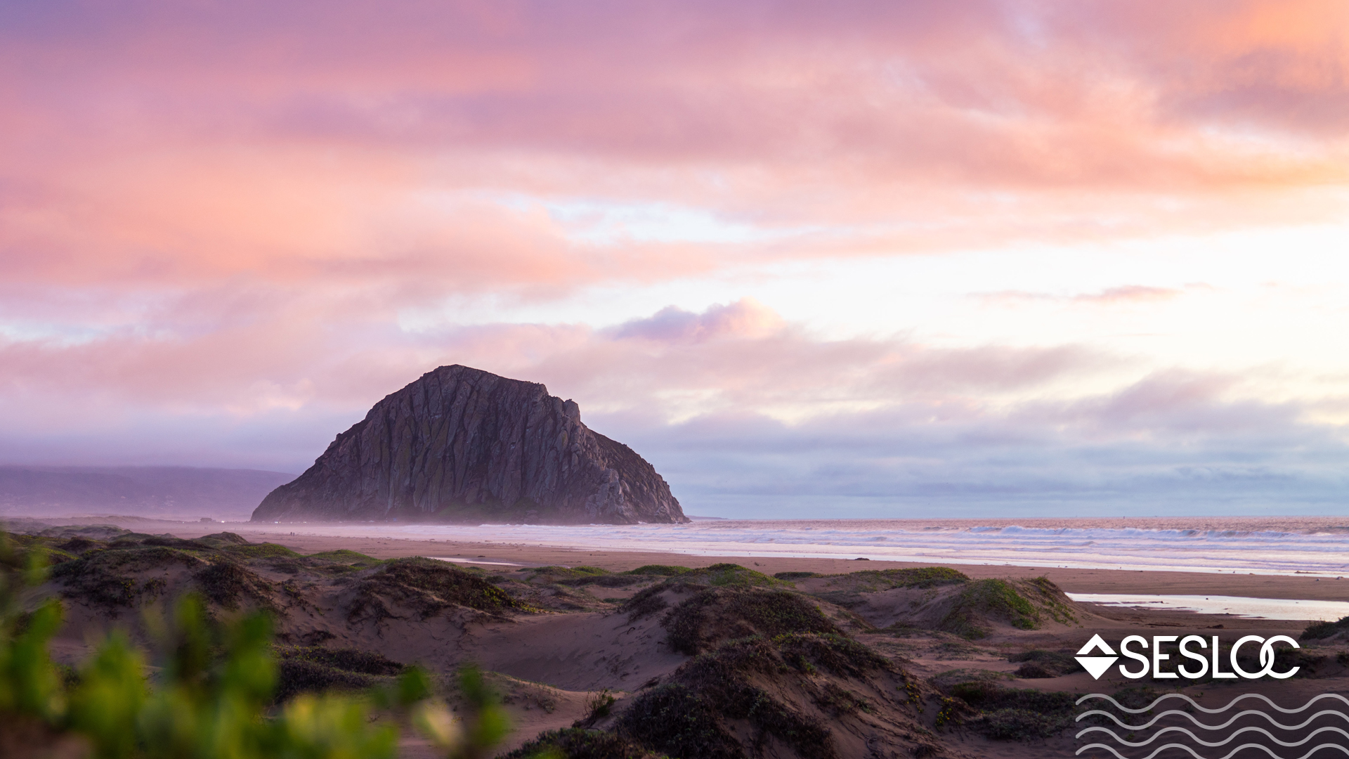 A view of Morro rock at sunset.