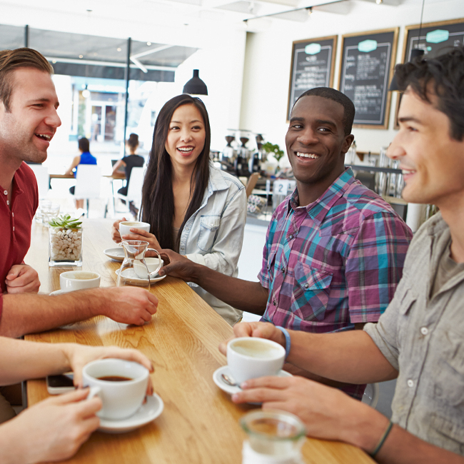 A group of friends enjoy coffee on the Central Coast.