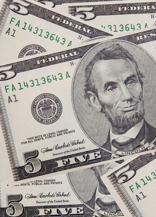 5 dollar bills 